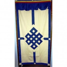 Tenda tibetana per porta blu/avorio