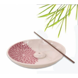 YUKARI Porta Incenso in Ceramica con Crisantemo